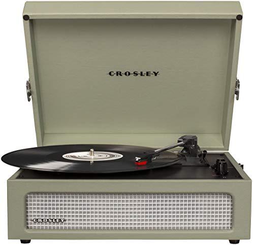Crosley CR8017A-SA Voyager Vintage Portable Turntable with Bluetooth Receiver and Built-in Speakers, Sage