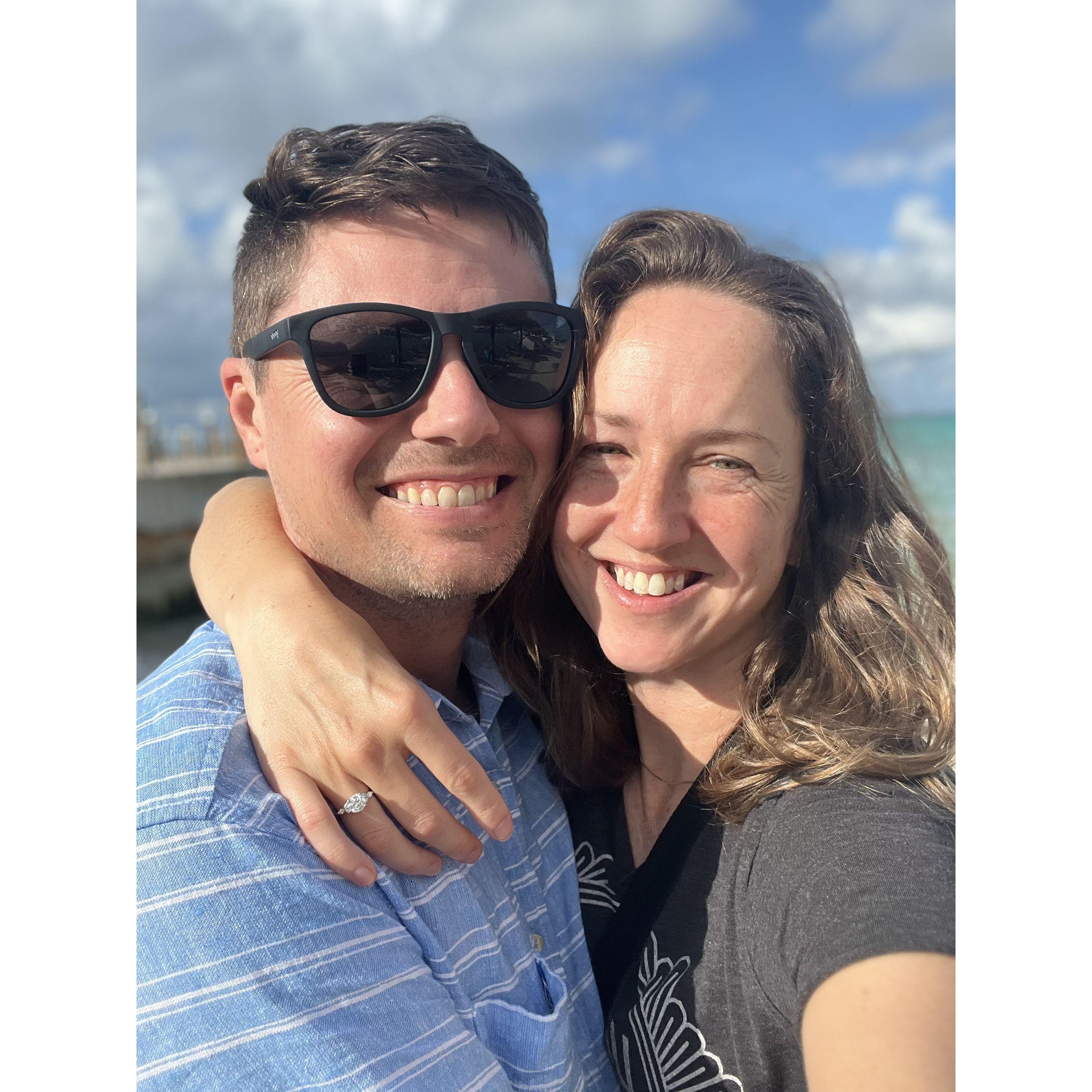 He proposed in the Bahamas