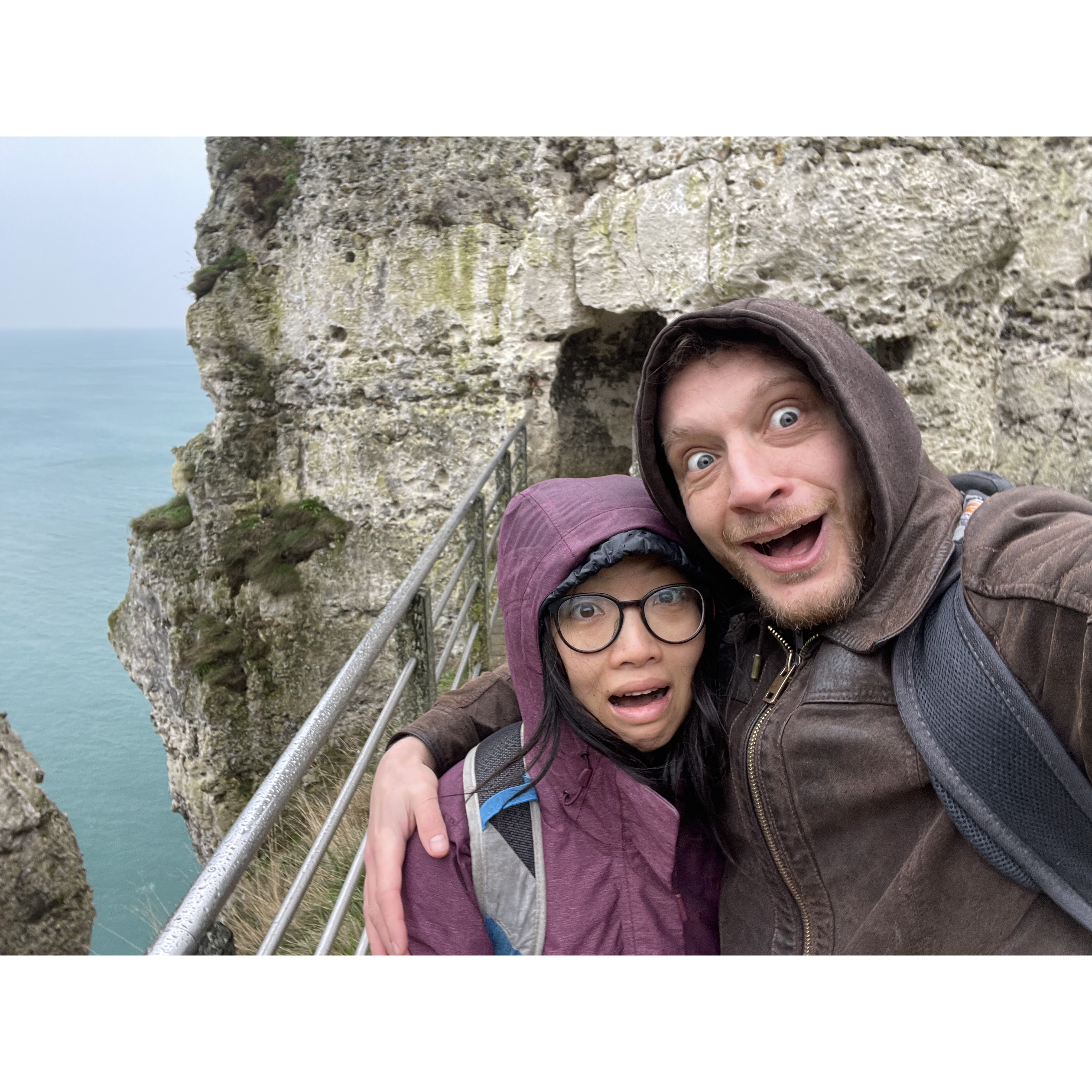 At the top of a cliff at Etretat - France. Scary.