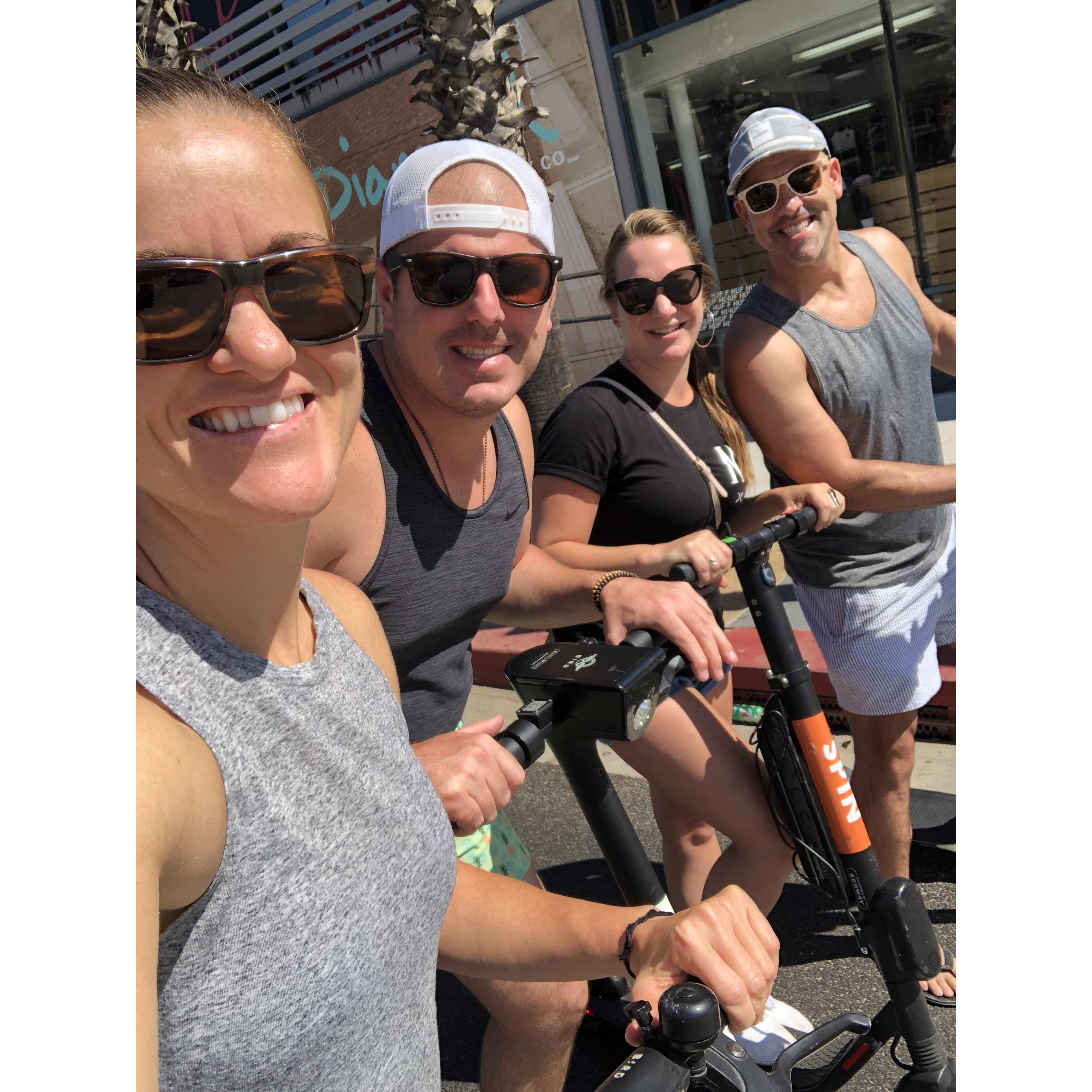 Riding scooters through DTLA with good friends!