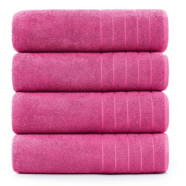 Large Bath Towels 4 Pack Set (30" x 60"), Premium 100% Ringspun Cotton, Ultra-Soft, Highly Absorbent & Quick-Dry Towel Set for Home, Spa, Gym, Hotel, Salon & Travel, Elegant Towels- Fuschia