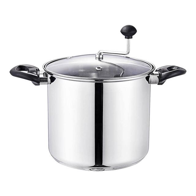 Lehman's Manual Stovetop Popcorn Popper, Stainless Steel Popcorn Maker with Stirring Rod, No Measuring Needed, Doubles as Cooking Pot