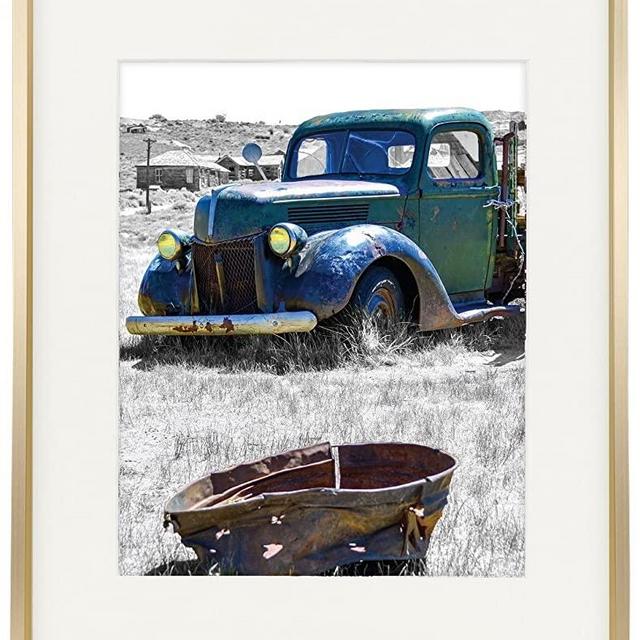 Golden State Art,11x14 Classic Satin Aluminum Landscape Or Portrait Photo Frame with Ivory Color Mat for 8x10 Photo & Real Glass (Gold)