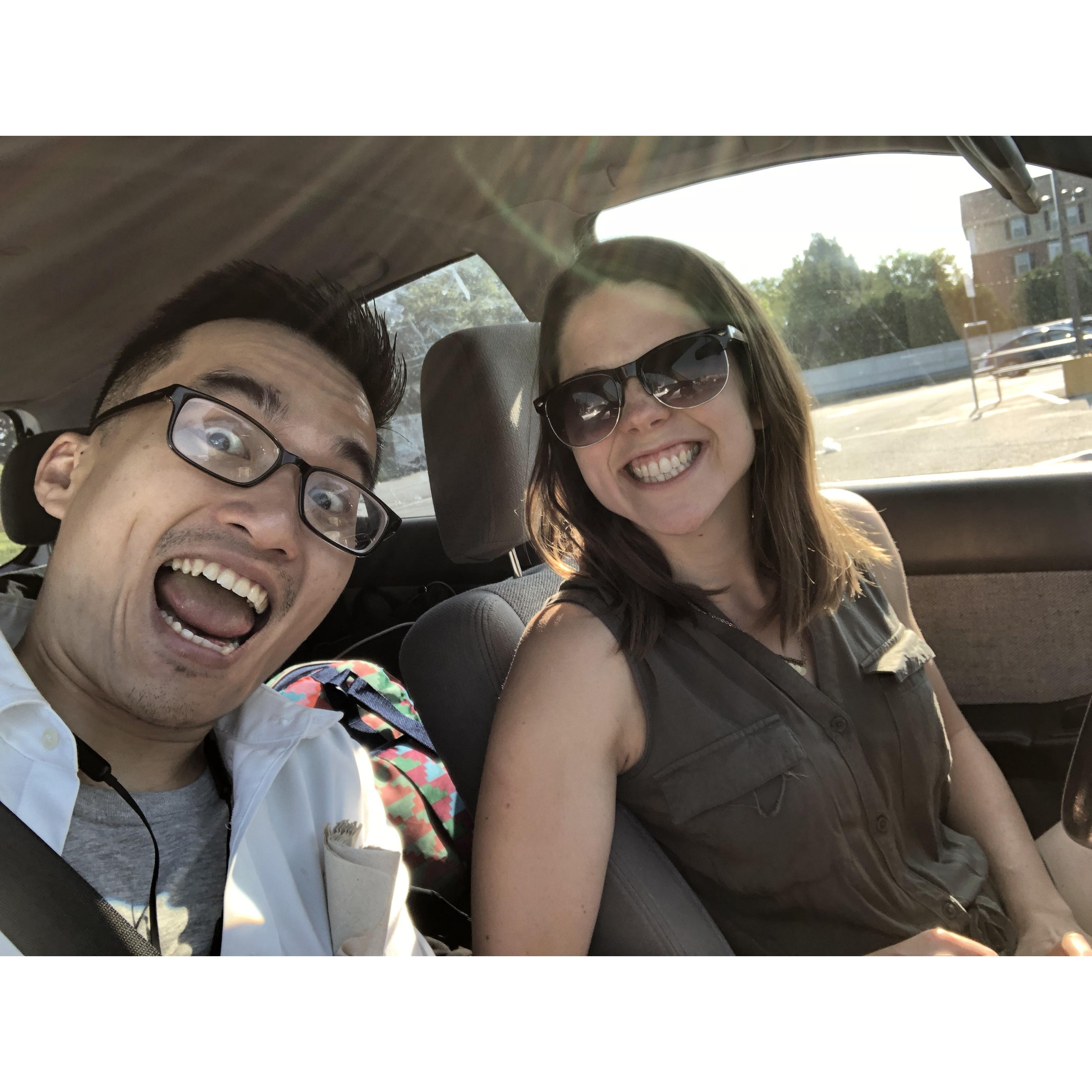 Road-trip excitement, that is before we started fighting lol