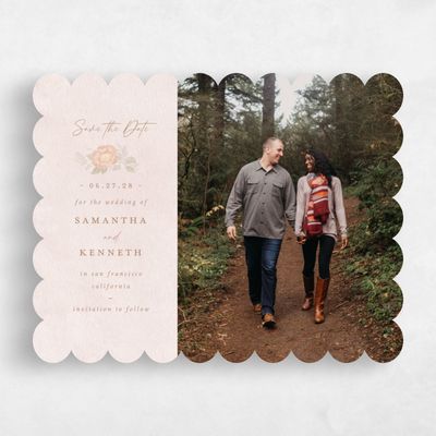 Orange Scalloped Wedding Save the Date - Muriano Photo
