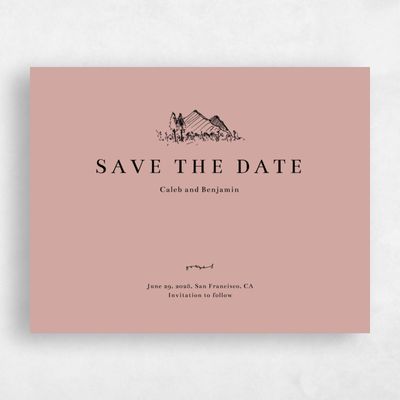 Mauve, Pink Wedding Save the Date - Rue Landscape
