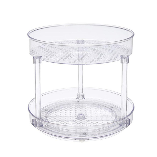 Amazon Basics 2 Tier Clear Lazy Susan Turntable Organizer, 9-Inch