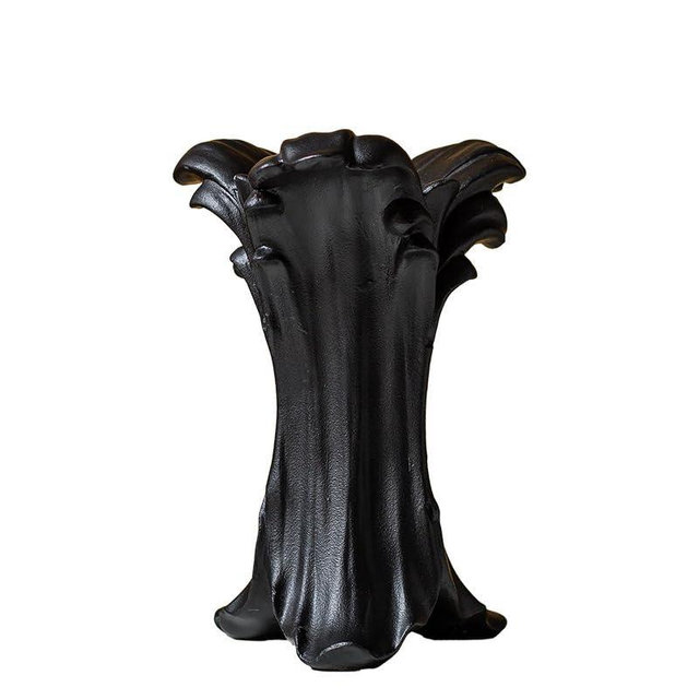 ZgdLScyF Black Matte Ceramic Vase, Wavy Shape，8.74×6.46×5.63inches，Morden European Medieval Gothic Style Retro vase,Suitable for bedrooms, Dining Tables, Kitchens, and Other Indoor Spaces