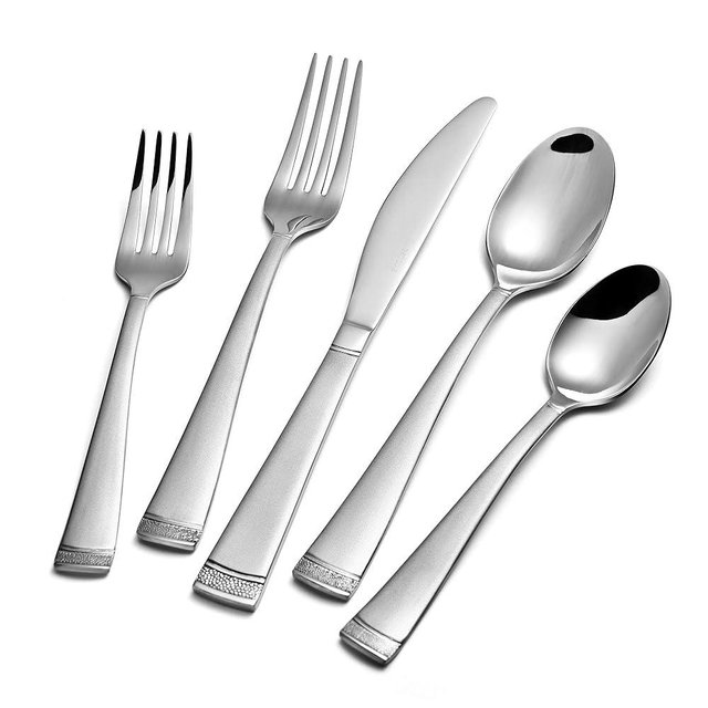 KINGSTONE Silverware Set 40 Piece Flatware Set for 8, Premium Stainless Steel Cutlery Set with Bead Edge, Matte Finished Kitchen Utensil Set for Home, Party, Wedding