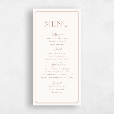 Tuscany, Beige Wedding Menu - Constance
