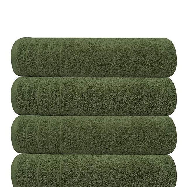 Tens Towels Large Bath Towels, 100% Cotton Towels, 30 x 60 Inches, Extra Large Bath Towels, Lighter Weight & Super Absorbent, Quick Dry, Perfect Bathroom Towels for Daily Use (Pack of 4)(Forest Green)