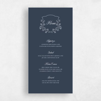 Grayed Navy, Blue Wedding Menu - Estera