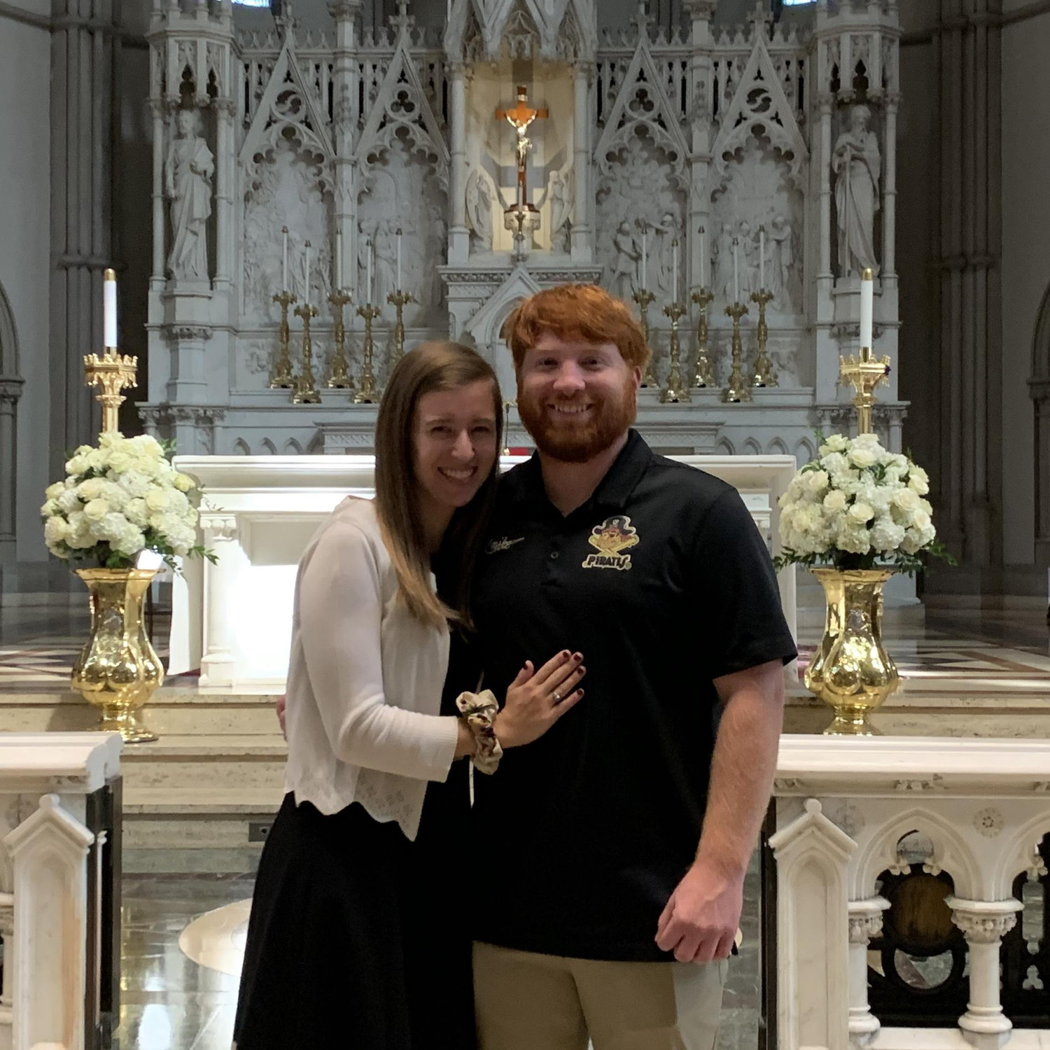 Going to Mass on our first Anniversary! No better way to celebrate than with the Lord! 💒