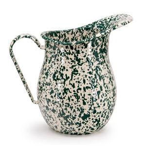 Crow Canyon Splatter Large Pitcher in Green and Cream