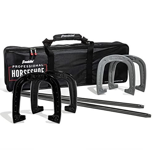 Franklin Sports Horseshoes Set - Includes 4 Horseshoes and 2 Stakes - Beach or Backyard Horseshoe Play - Classic Outdoor Game