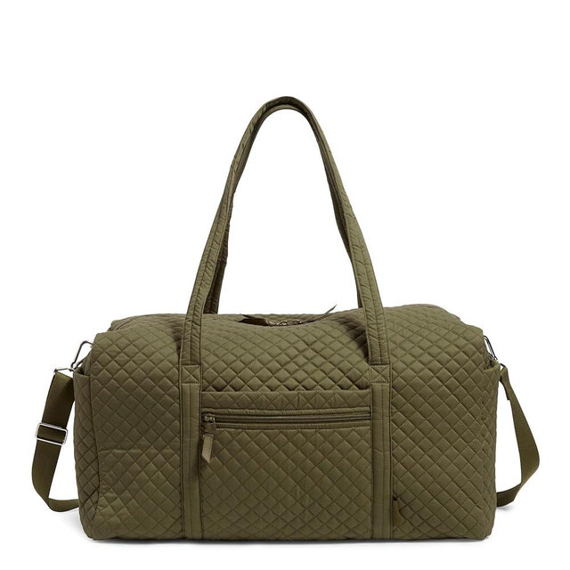 Vera Bradley Women's Cotton Large Travel Duffel Bag, Climbing Ivy Green - Recycled Cotton, One Size
