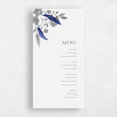 Blue Wedding Menu - Bethany