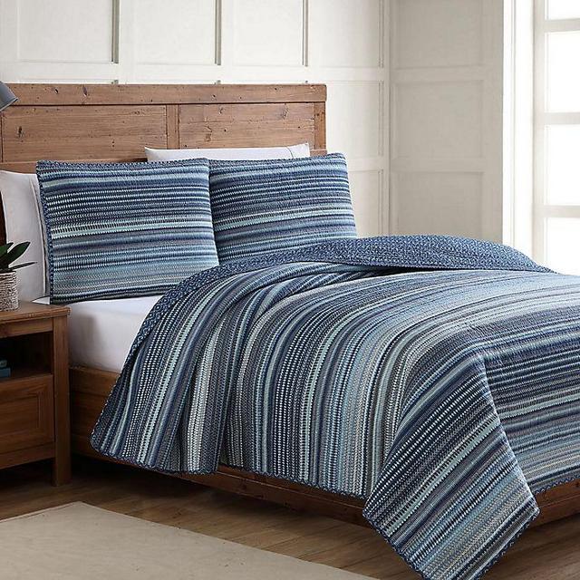 Estate Taj 3-Piece Reversible Quilt Set (King Size in Blue)