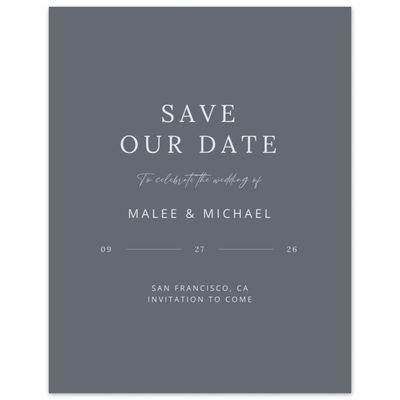 Charcoal, Grey Wedding Digital Save the Date - Keanu Classic
