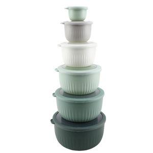 COOK WITH COLOR Prep Bowls with Lids- Wide and Deep Nesting Plastic Small Mixing Bowl Set with Lids, 12 Piece Set - Deep Bowls, Sage