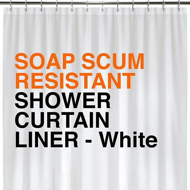 LiBa PEVA 10-Gauge Shower Curtain Liner, 72” W x 72” H - White, Plastic 10G Extra Heavy Duty Thickness, Waterproof Shower Curtain Liner