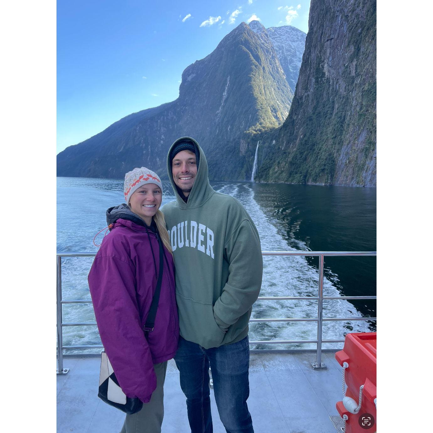 Boat ride in Milford sound in New Zealand (Cold but so pretty)