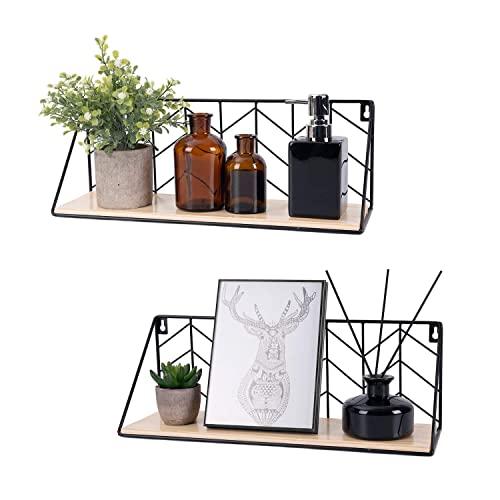 TIMEYARD Floating Shelves Wall Mounted Set of 2 Brown Rustic Arrow Design Wood Storage for Bedroom, Living Room, Bathroom, Kitchen, Office, Dorm, Teen Girls, Large and Large