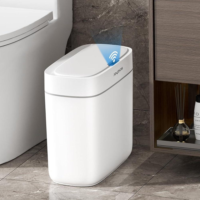 Automatic Motion Sensor Bathroom Trash Can with Lid, 3.5 Gallon Touchless Garbage Can,Waterproof Smart Trash Can Small Garbage Can Waste Basket for Kitchen Bedroom Office Bathroom Living Room RV