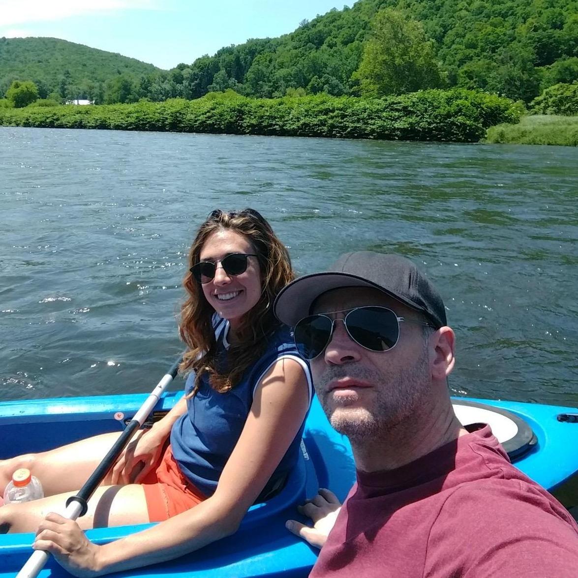 6/23/19, Delaware River, NY. Chip and Emily took a quick detour driving home from Joanna and Brendan's wedding to kayak 3 miles.