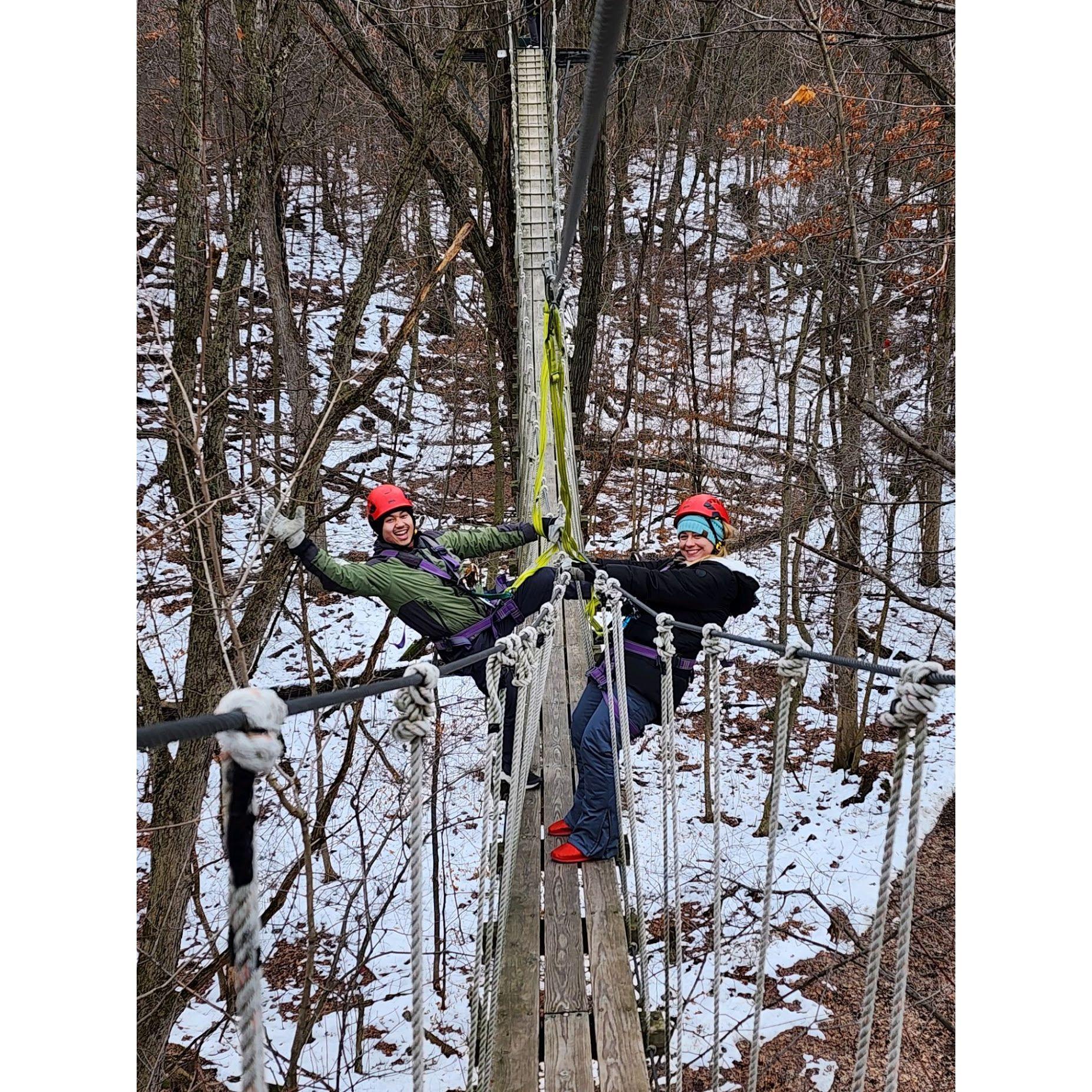 Winter Zip-lining in Lake Geneva, WI