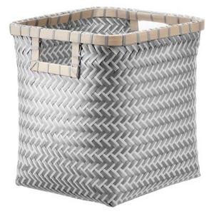 Woven Cube 11" - Gray and White with Wood - Room Essentials™