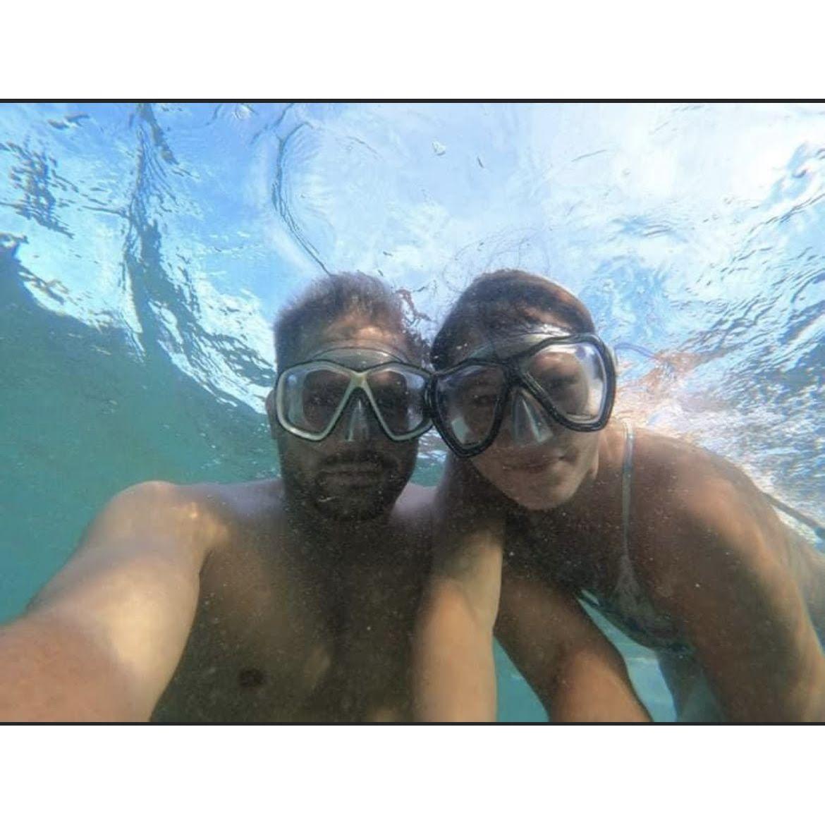 After the proposal, we went snorkeling