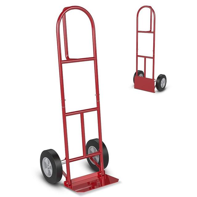 Goplus Hand Truck, P-Handle Hand Truck Dolly with Vertical Loop Handle, 10” Wheels, 15” x 9” Foldable Nose Plate, 660 LBS Capacity, Heavy Duty Metal Dolly Cart for Lifting, Moving, Delivery, Stairs