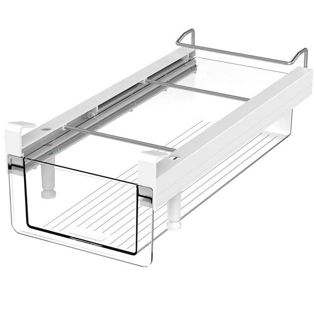 vacane Fridge Organizer Drawer, Clear Plastic Fridge Organizer Bins, Add on Refrigerator Drawer,Fridge Storage Container Under Shelf Holder for Fruit, Vegetable, Meat, Cheese, Easy to Install-M