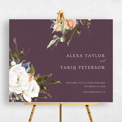 Purple Boho Wedding Sign - Octavia Landscape