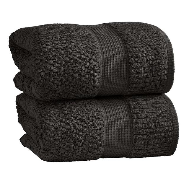 NY Loft 100% Cotton 2 Pack Bath Sheet Towel Set | Extra Large Oversize Bath Towels | Absorbent & Quick-Dry | Textured and Durable Cotton | Black
