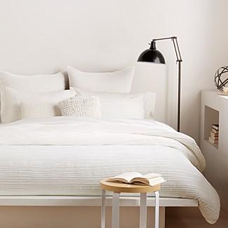 DKNYCity Pleat White Duvet Cover, King