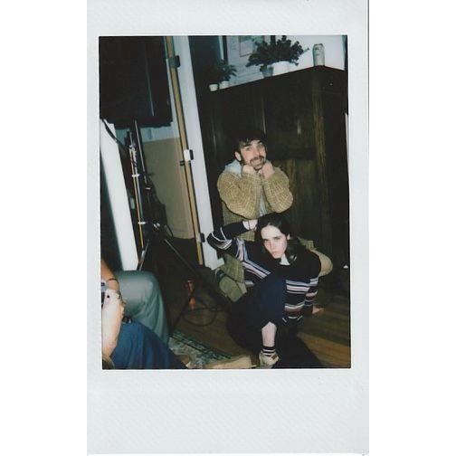 Sam and Dominic being social butterflies, hiding behind the PA system in the corner at the Equal Creatures album listening party