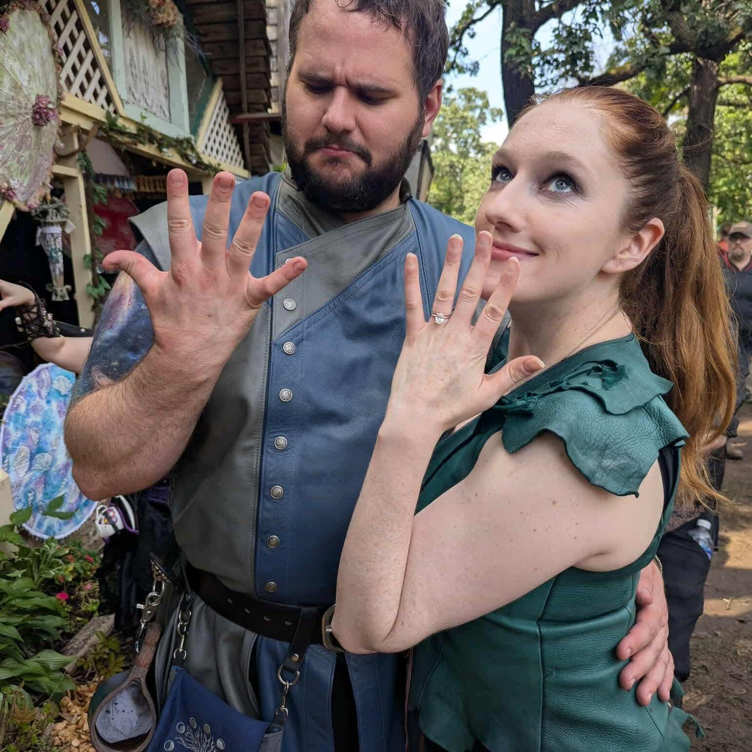 Showing off my ring. Nick is still missing his... not for long!
