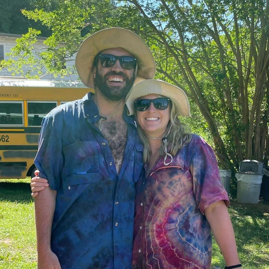 Wearing our favorite matching fishing shirts in Tennessee!