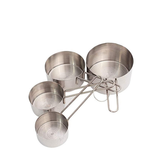 eHomeA2Z Stainless Steel Measuring Cups Set 4Pc Metal Culinary Couture For Dry Liquid Kitchen Gadgets (1, 4-Piece Set)