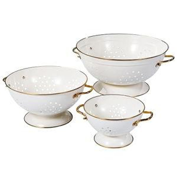 Metal Colander Set of 3, Strainer Basket with Handles