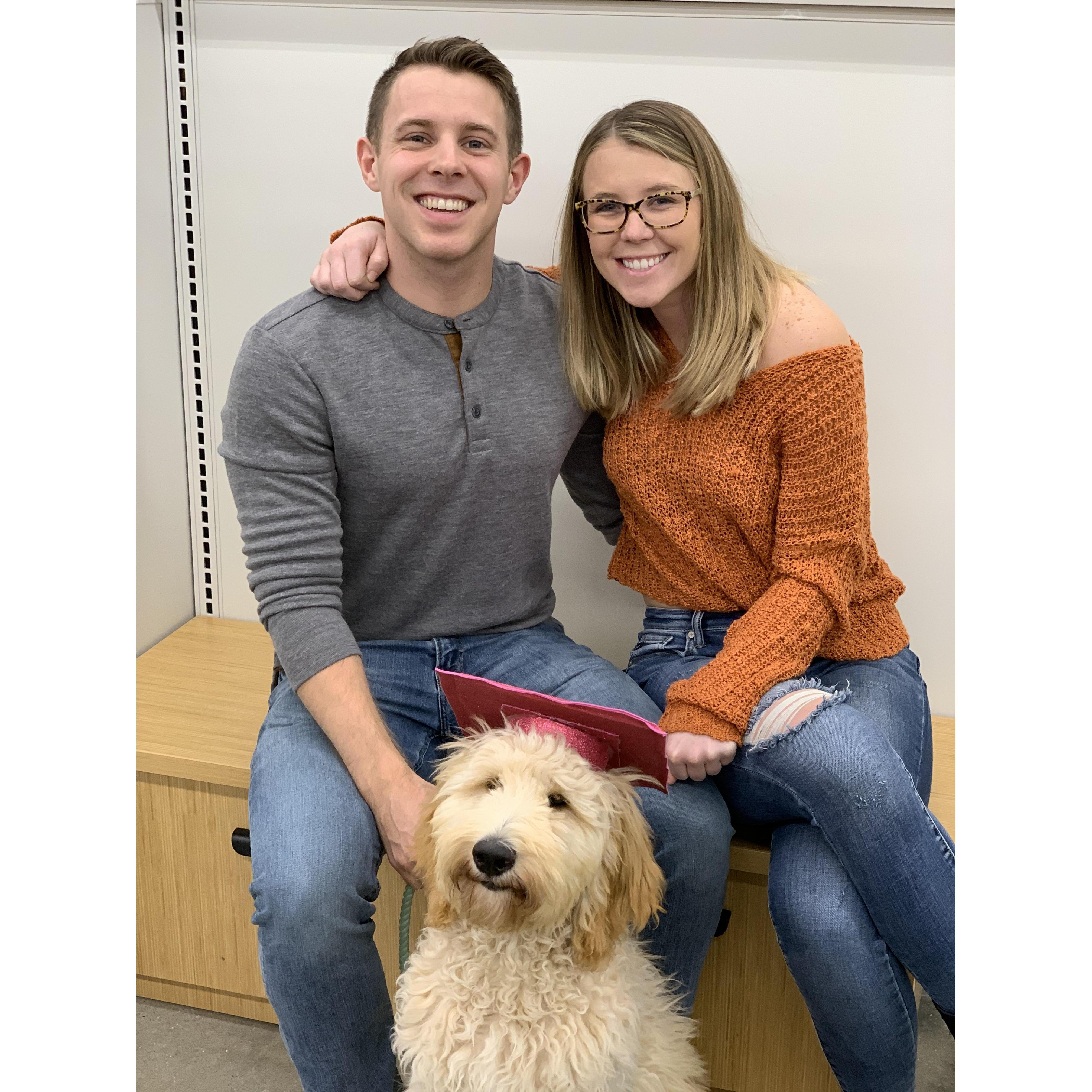 As we built a life together in Topeka we knew we wanted to grow our family, so we got a puppy! This was one of our proudest "pawrent" moments with Millie on her graduation day.