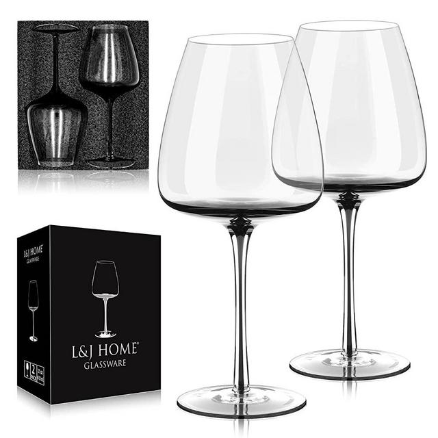 LUXU Wine Glasses(Set of 2)-27-oz,Hand-Blown Large Red or White Wine  Cups,Universal Long Stemmed Goblets,Lead-Free Drinking Glassware,Clear  Crystal