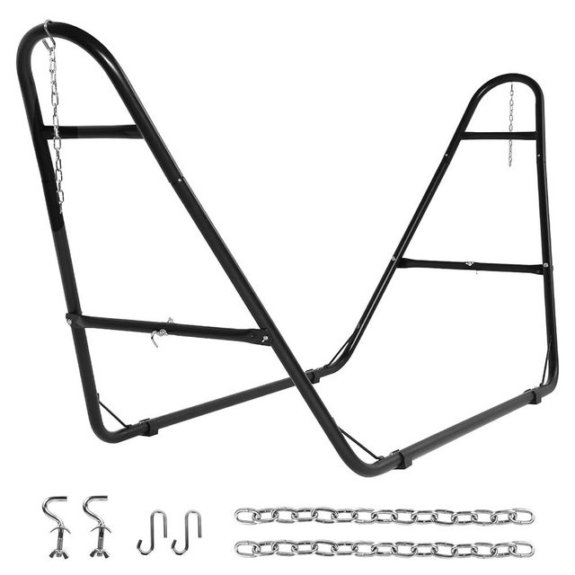 UEAKPIC Double Heavy Duty Steel Hammock Stand Only, 550 Pound Capacity, Portable, Easy Assembly, Adjustable for Indoor, Yard, Camping, or Outdoor, Patio(Black)