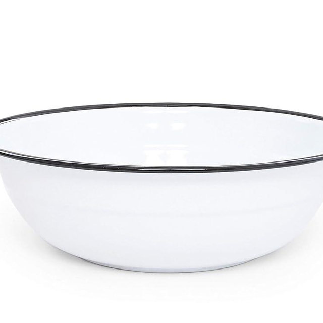 Home Enamelware Medium Basin, 8 quart, Vintage White/Black (Single)