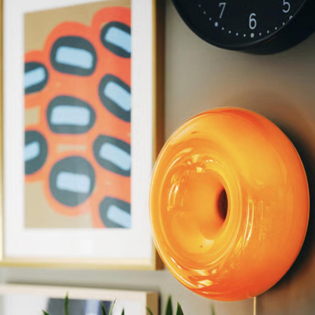 VARMBLIXT LED table/wall lamp - orange glass/round 12 "