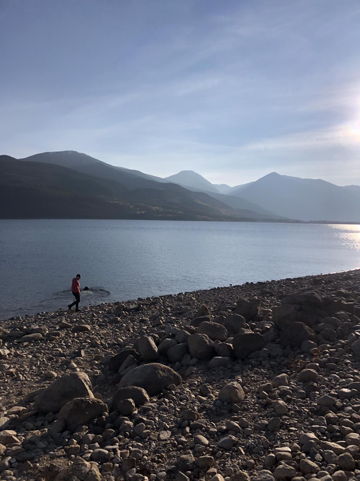Finn checking out the water temp in Twin Lakes, CO