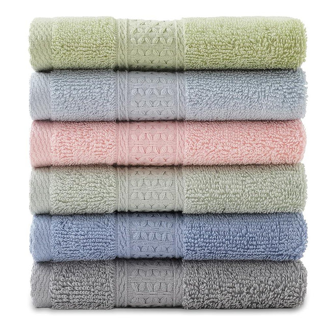 QAJ 6 Pack 100% Cotton Washcloths Set, Highly Absorbent and Soft Feel Fingertip Towels, 13 x 13 in Quick Dry Face Cloths