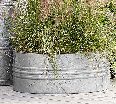 Eclectic Galvanized Metal Planter, Large